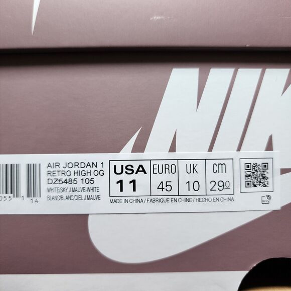 Air Jordan 1 Retro OG High Mauve Brand New Sz 11 - Picture 10 of 10